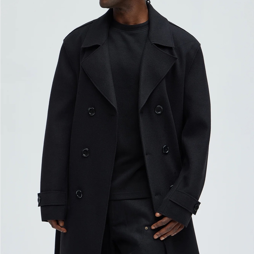 Men's Black Double-Breasted Coat